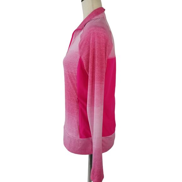 Adidas Pink Fade Quarter Zip Long Sleeve Activewear Top Zippered Pockets Size S - Picture 2 of 4